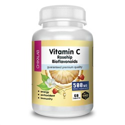 Витаминно-минеральный комплекс витамин С шиповник биофлавоноиды Vitamin C Rosehip Bioflavonoids Chikalab 60 таб.