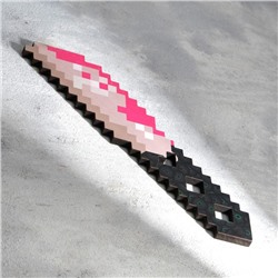 Сувенир деревянный "Нож", 20 см, пиксельный, с розовым клинком
