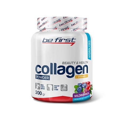 Коллаген+ Витамин С для кожи, связок и суставов Collagen + vitamin C Be First  со вкусом лесных ягод 200 гр.