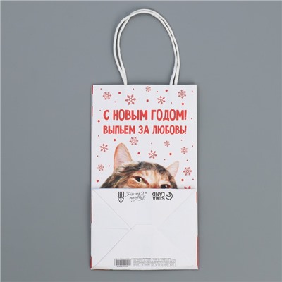 Пакет подарочный крафтовый «За любовь», 12 × 21 × 9 см