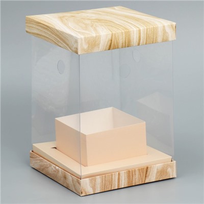 Коробка для цветов с вазой и PVC окнами складная «Дерево», 16 х 23 х 16 см