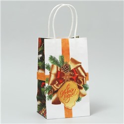 Пакет крафтовый «Новогодний шик», 12 × 21 × 9 см