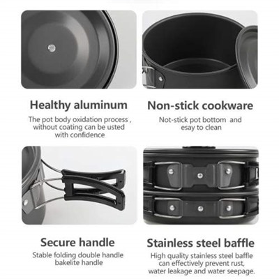 Туристический набор многофункциональной посуды для кемпинга COOKING SET OUTOF-DOORS DS-300 оптом