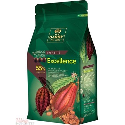 Шоколад кувертюр темный EXCELLENCE 55% Cacao Barry 0,5кг (фасовка)
