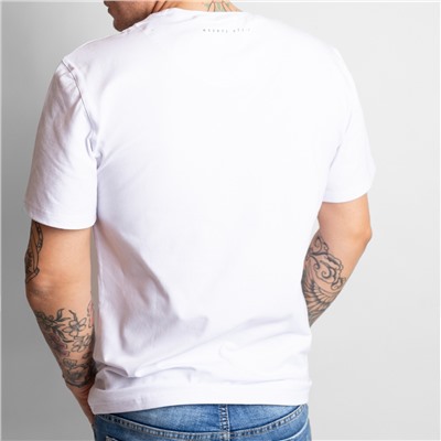 Мужская футболка с принтом - белая, размер M