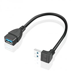 Адаптер USB 3.0 Am - Af, 0.15 м, вертикальный правый угол, черный, KS-is KS-401