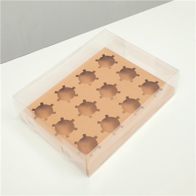 Коробка на 12 капкейков, крафт, 34.7 × 26.3 × 10 см