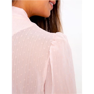 Блуза персикового цвета полупрозрачная с бантом