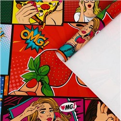 Бумага упаковочная глянцевая "pop art" ,2 листа , 50 × 70 см