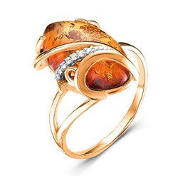 Позолоченное кольцо с янтарем - 286 - п