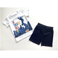 Комплект футболка+шорты на мальчика "Skate all day", размер 98 (супрем)