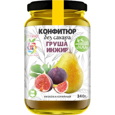 Низкокалорийный Конфитюр ГРУША + ИНЖИР / без сахара / 340 г / IT'S YOURS