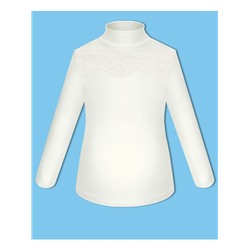 Школьная водолазка (блузка) с кружевом молочного цвета для девочки