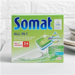 Таблетки для посудомоечной машины "Somat Pro Nature", эко, 34 шт.