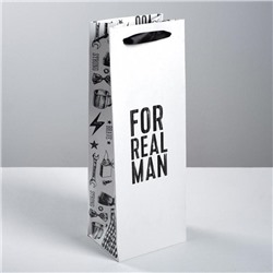 Пакет под бутылку «For real man», 36 × 13 × 10 см