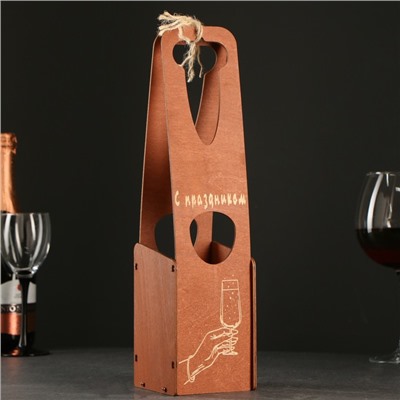 Короб подарочный деревянный "Шампанское", 37,5х9,6х9,3 см, коричневый