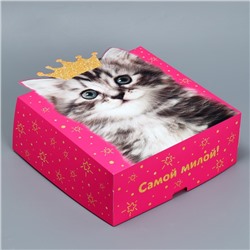 Коробка складная «Котик», 25 х 25 х 10 см