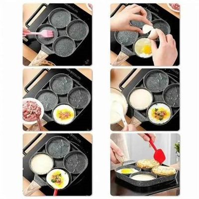 Антипригарная Кухонная Сковорода Egg & hamburger frying pan с 4 отверстиями для жарки яиц, блинов, оладий