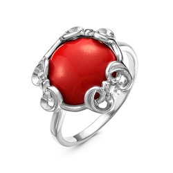 Серебряное кольцо с красным кораллом 623