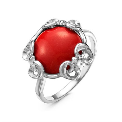 Серебряное кольцо с красным кораллом 623