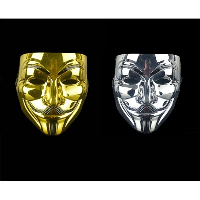 Маска Анонимуса (Гай Фокс) - два вида Золото/Серебро