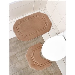 Набор ковриков для ванной и туалета Доляна «Гранж», 2 шт: 40×50, 50×80 см, цвет бежевый