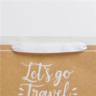 Пакет крафтовый горизонтальный «Let's go travel», L 31 × 40 × 11,5 см