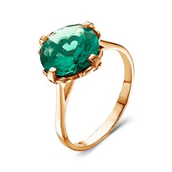 Позолоченное кольцо с зеленым фианитом - 358 - п