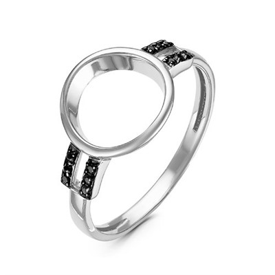 Серебряное кольцо с черными фианитами 973