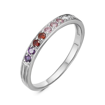 Серебряное кольцо с разноцветными  фианитами "Нежность"- 1133