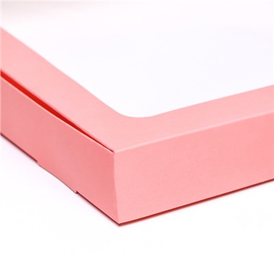 Коробка самосборная с окном розовая, 21 х 21 х 3 см