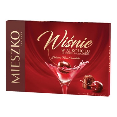 Шоколадные конфеты ассорти Mieszko CHERRIES IN ALCOHOL 142гр