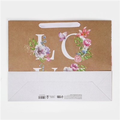 Пакет крафтовый горизонтальный «LOVE», L 31 × 40 × 11,5 см