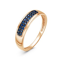 Позолоченное кольцо с синими фианитами - 958 - п