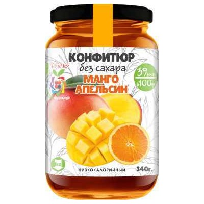 Низкокалорийный Конфитюр МАНГО + АПЕЛЬСИН / без сахара / 340 г / IT'S YOURS