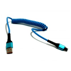 Кабель USB  TYPE-C , шнур витой 1.2М , синий