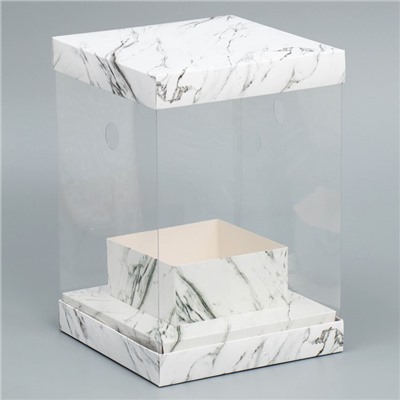 Коробка для цветов с вазой и PVC окнами складная «Мрамор», 16 х 23 х 16 см