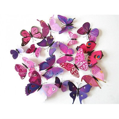 Многофункциональная наклейка, Бабочки с магнитом 3D, лиловый
