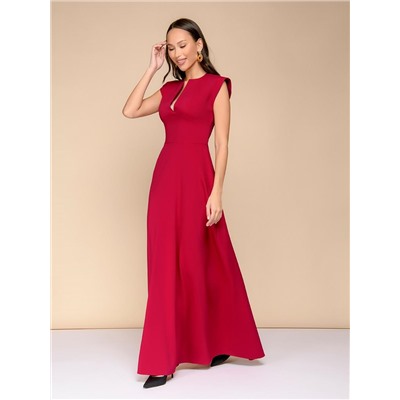 Платье рубинового цвета длины макси с глубоким декольте