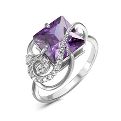 Серебряное кольцо с фианитом фиолетового цвета 103