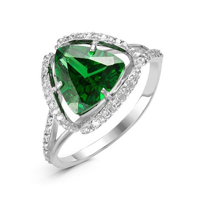 Серебряное кольцо с фианитом зеленого цвета 197