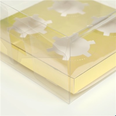 Коробка на 4 капкейка, золото, 18,5 × 18 × 10 см