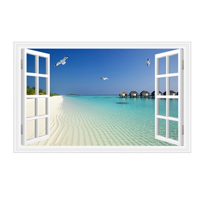 Виниловая наклейка окно на Мальдивы