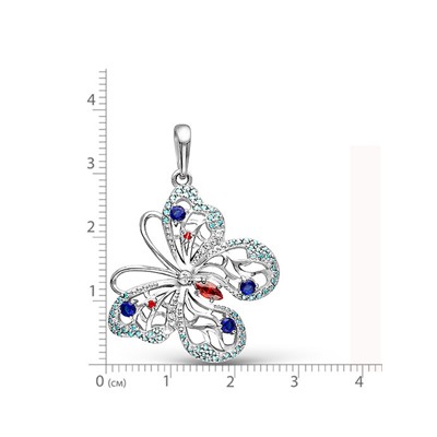 Серебряная подвеска "Бабочка"  925 пробы с цветными фианитами - 435