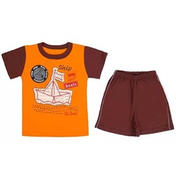 Костюм футболка и шорты с принтом оранжевого цвета (супрем)