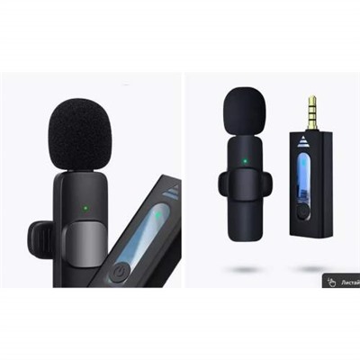 Микрофон беспроводной петличный черный конденсаторный K35 1 микрофон оптом