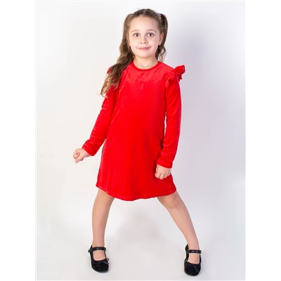 Красное платье для девочки из велюра 83343-ДНО22