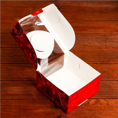 Коробка под бенто-торт с окном "Праздничное настроение", 14 х 14 х 8 см