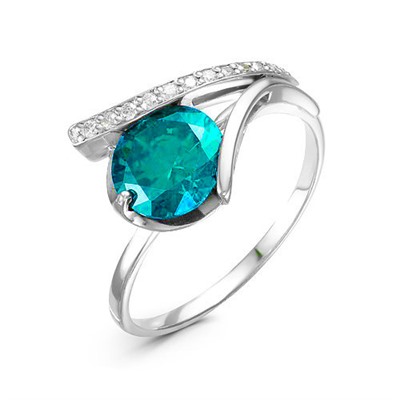 Серебряное кольцо с фианитом голубого цвета 180
