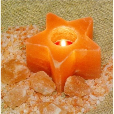 Солевой подсвечник для чайной свечи Звезда Himalayan Salt Candle Holder Star Shape